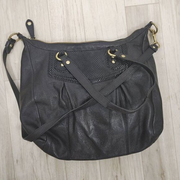 Coach Ashley 2 Way Tote Purse Shoulder Bag Black Python Leather F20104. 
L 16"
H - Picture 4 of 10